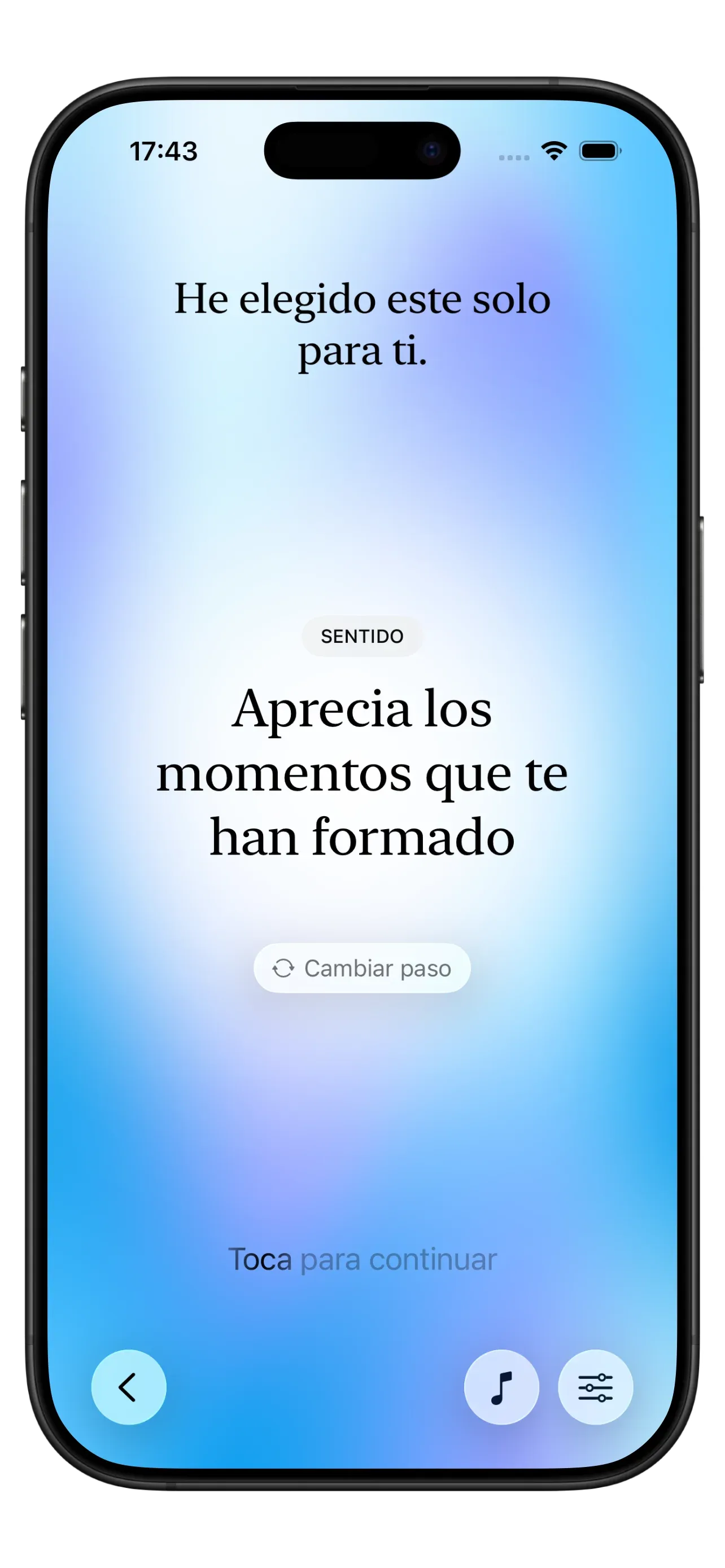 Yizo mostrando el paso sugerido para hoy